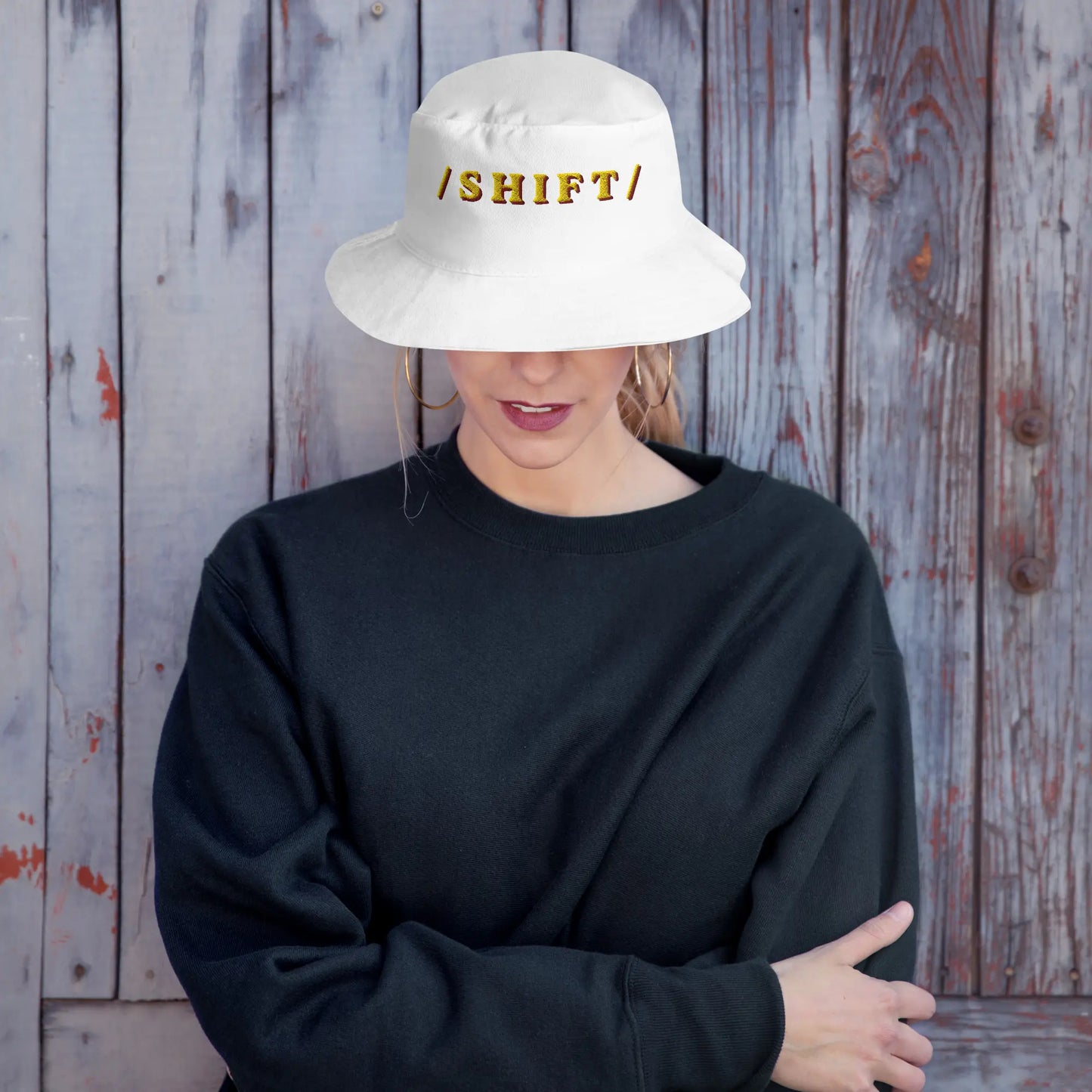 /SHIFT/Embroidered Bucket Hat, Casual Everyday Cotton Hat by Nova and Joy