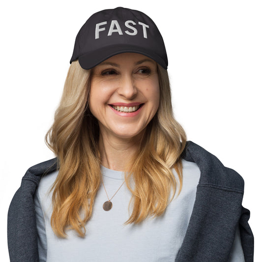 FAST Embroidered Distressed Dad Hat, Premium Cotton Baseball Cap with Detailed Embroidery by Nova and Joy