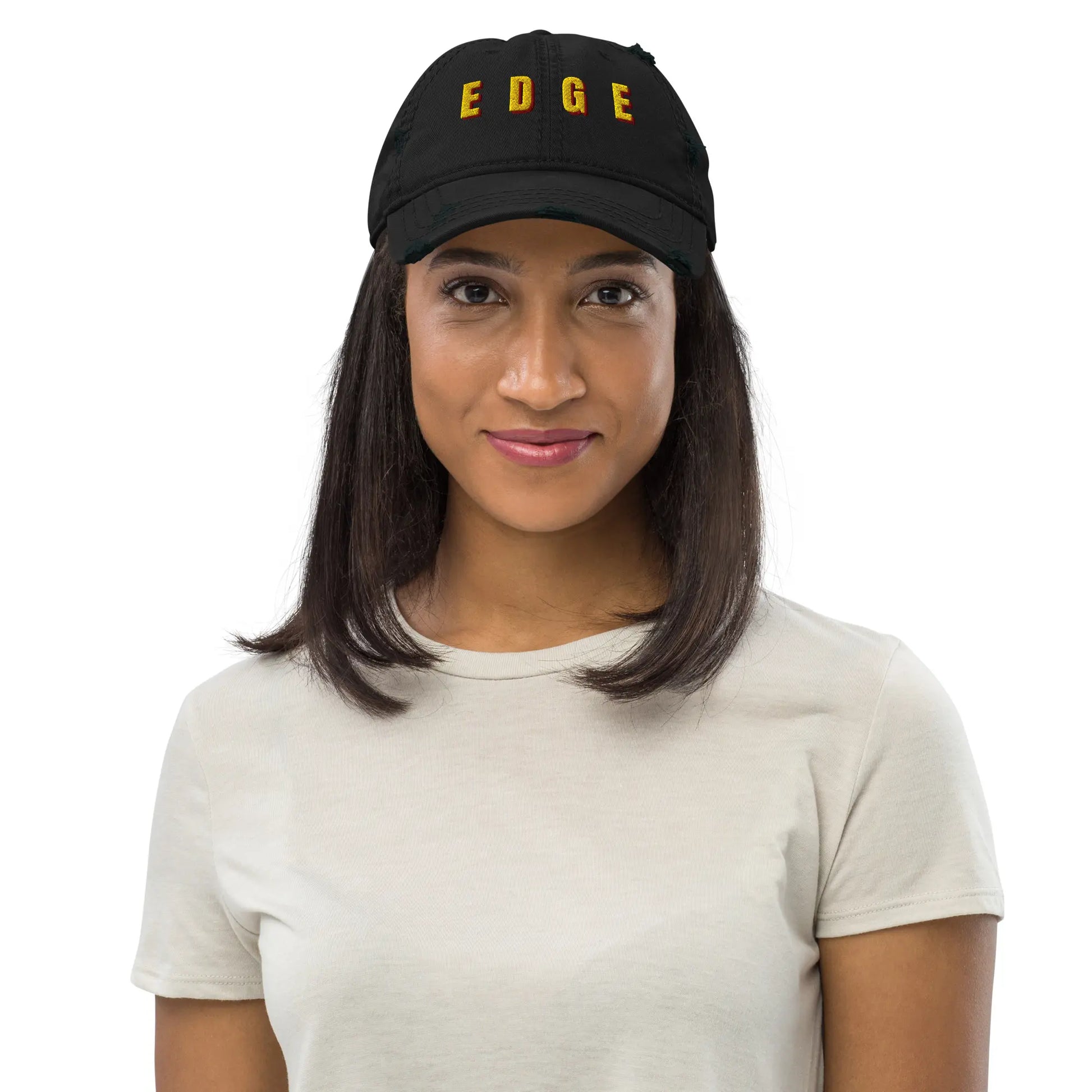 EDGE Embroidered Distressed Dad Hat, Premium Cotton Baseball Cap with Detailed Embroidery by Nova and Joy
