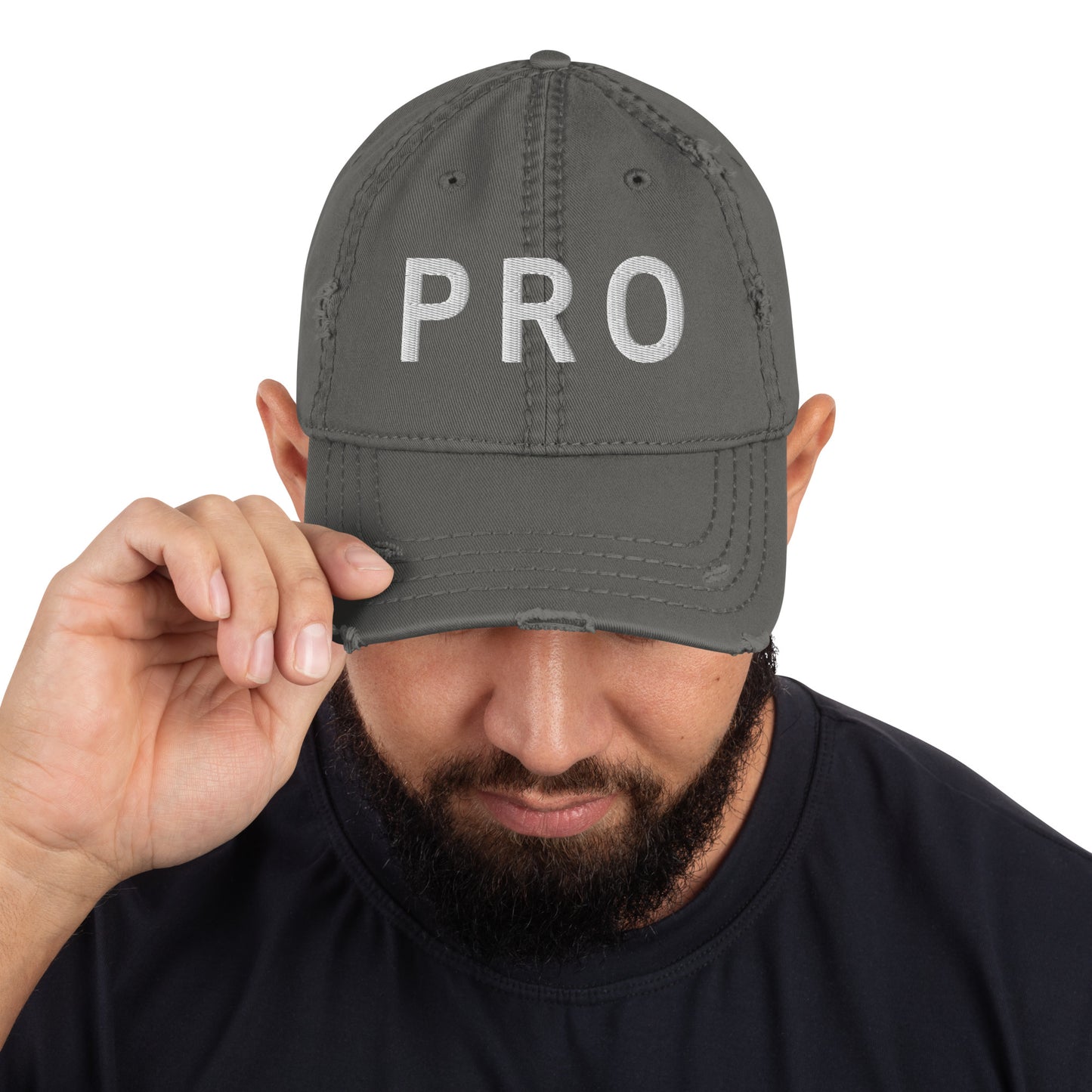 PRO Embroidered Distressed Dad Hat, Minimalist Typography Premium Cotton Baseball Cap by Nova and Joy