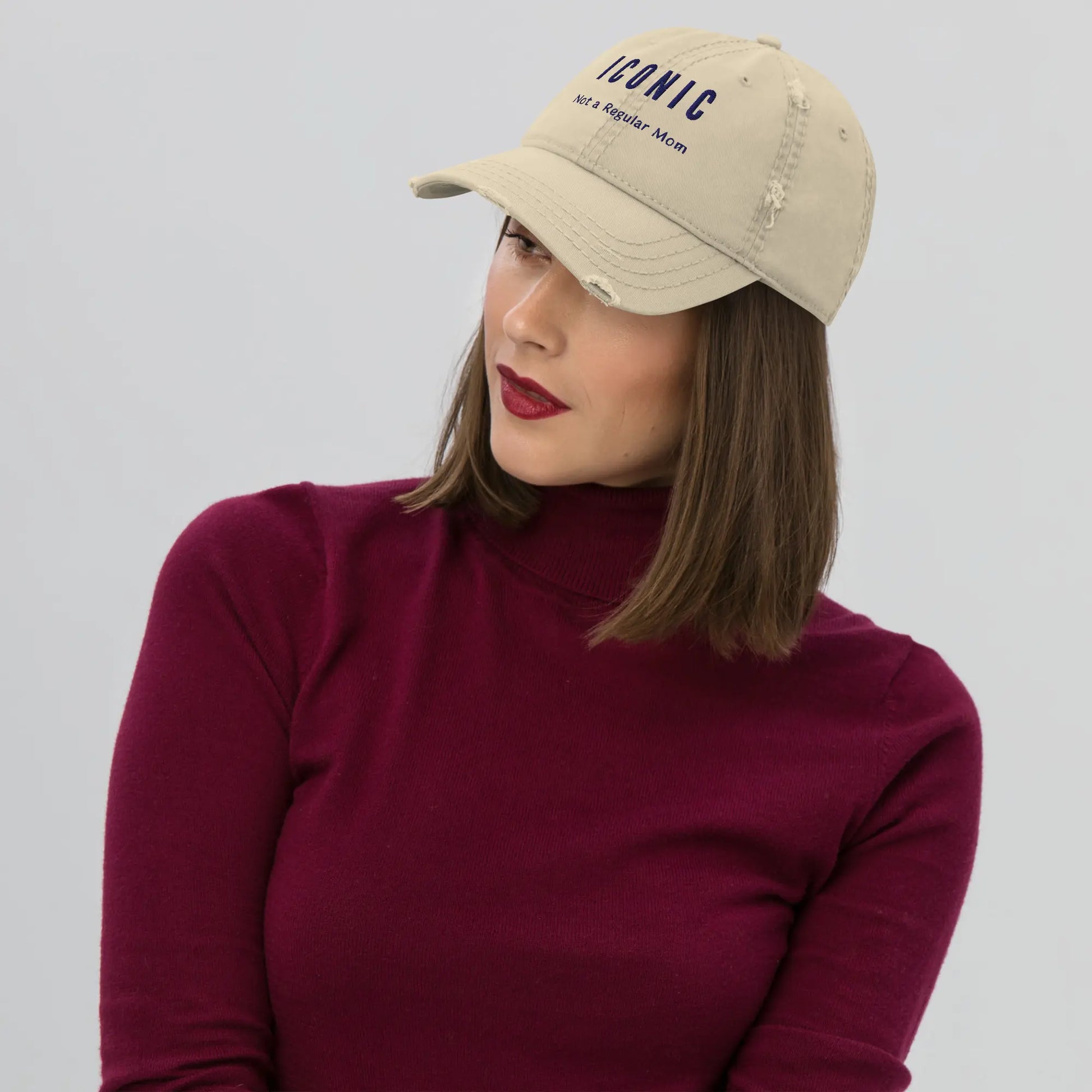ICONIC Embroidered Distressed Dad Hat, Premium Cotton Baseball Cap with Detailed Embroidery by Nova and Joy
