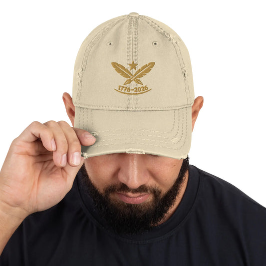 America 250th: The "Parchment & Ink" Quill Edition | Heritage Beige Distressed Dad Hat