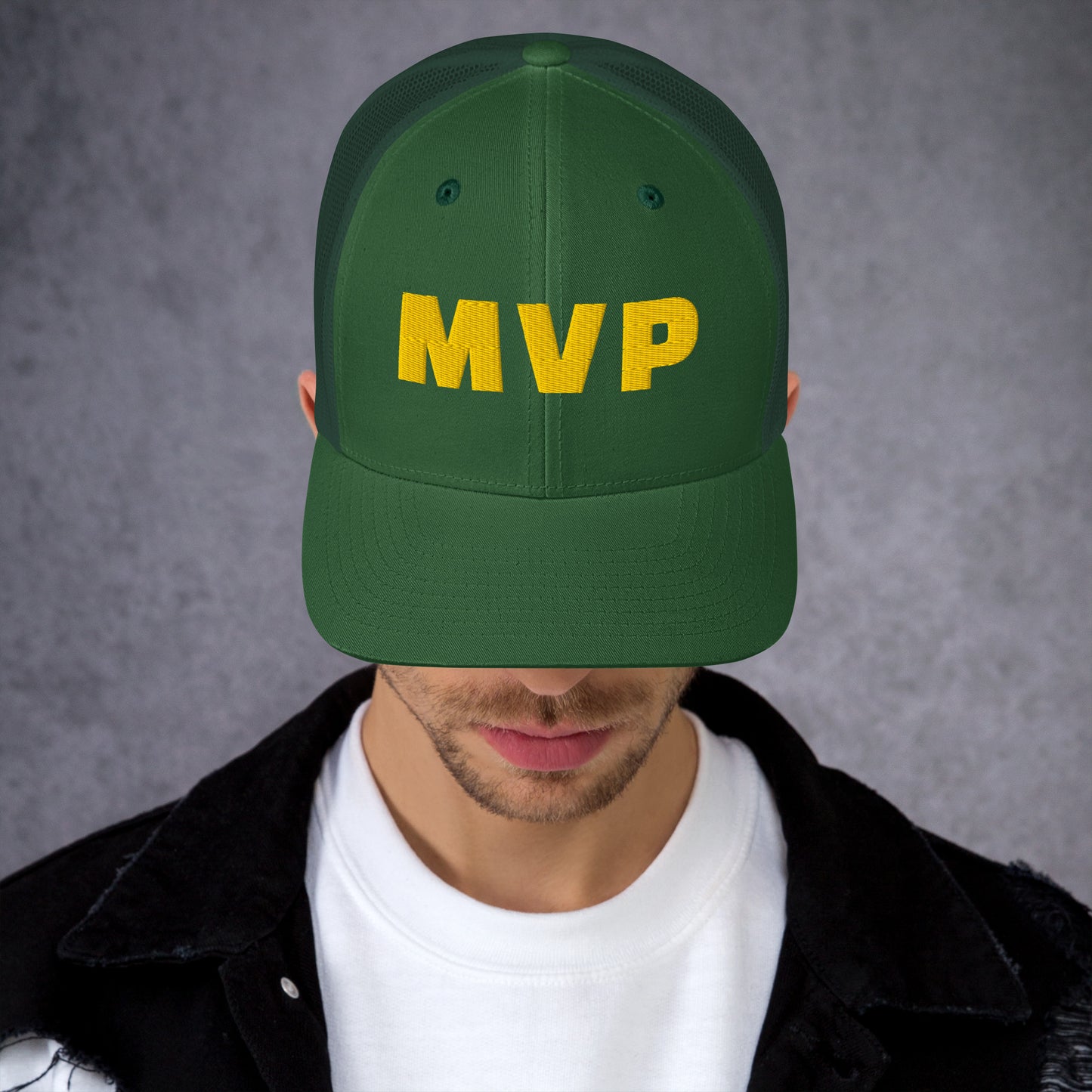 MVP Embroidered Trucker Hat, Breathable Mesh Back Streetwear Cap by Nova and Joy