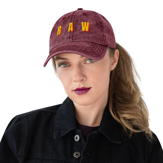 RAW Bold 3D Embroidery Dad Hat | Industrial Heavyweight Distressed Cap