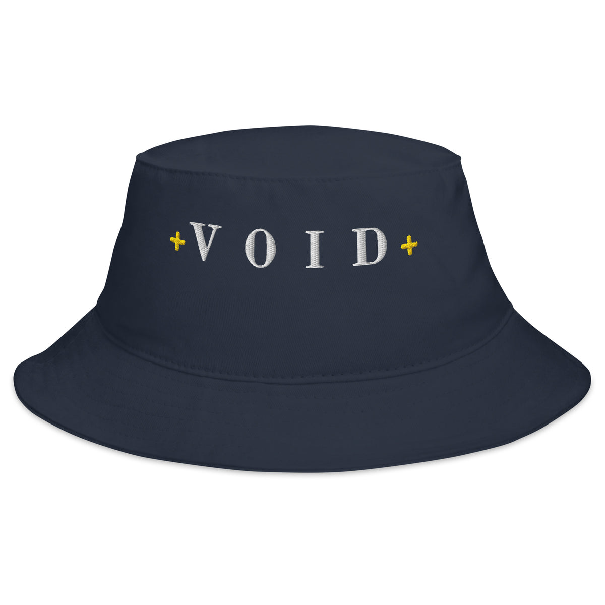 Front view of the dark grey VOID 3D embroidered heavyweight cotton bucket hat.